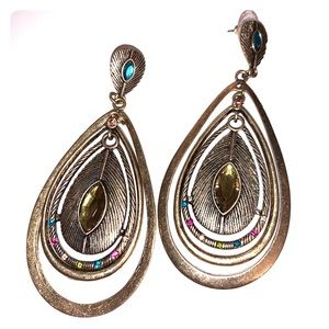 Gemstone antique hanging earrings
